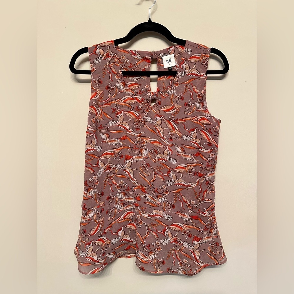 CAbi Bird & Floral Sleeveless Fitted Blouse XS - Picture 1 of 4